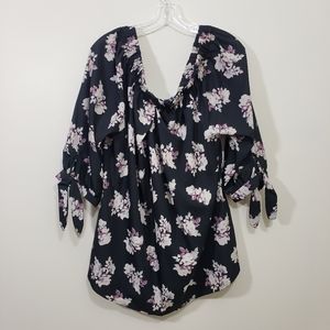 Time to bloom floral off the shoulder 3/4" sleeve
